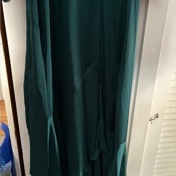 Express peacock emerald satin faux wrap gown - Picture 8 of 12